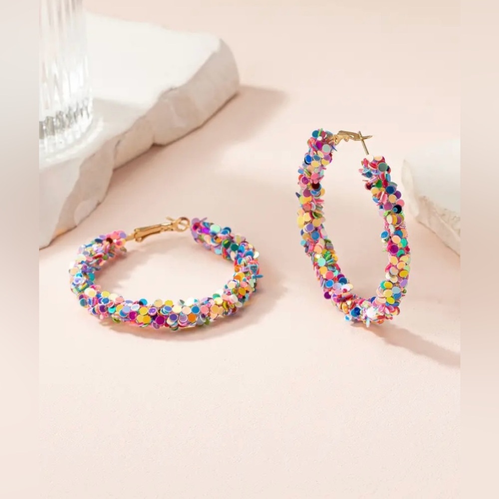 Multi Color Hoop Earrings - Picture 3 of 4